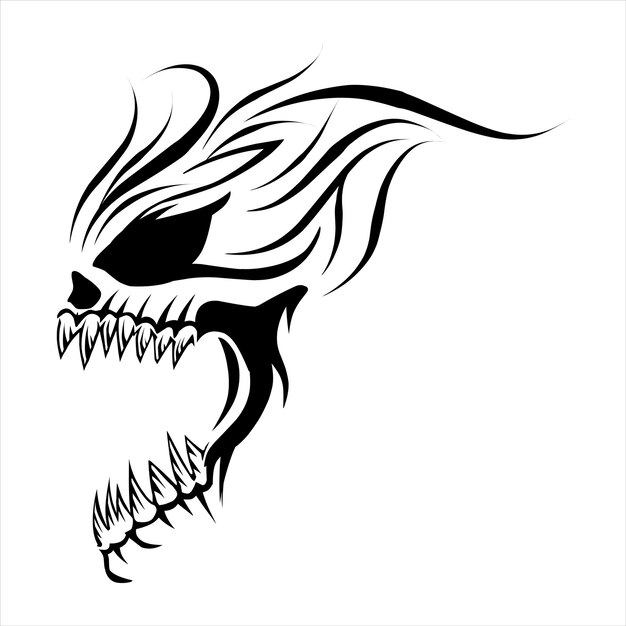 Personaje de tatuaje tribal de calavera dibujada a mano